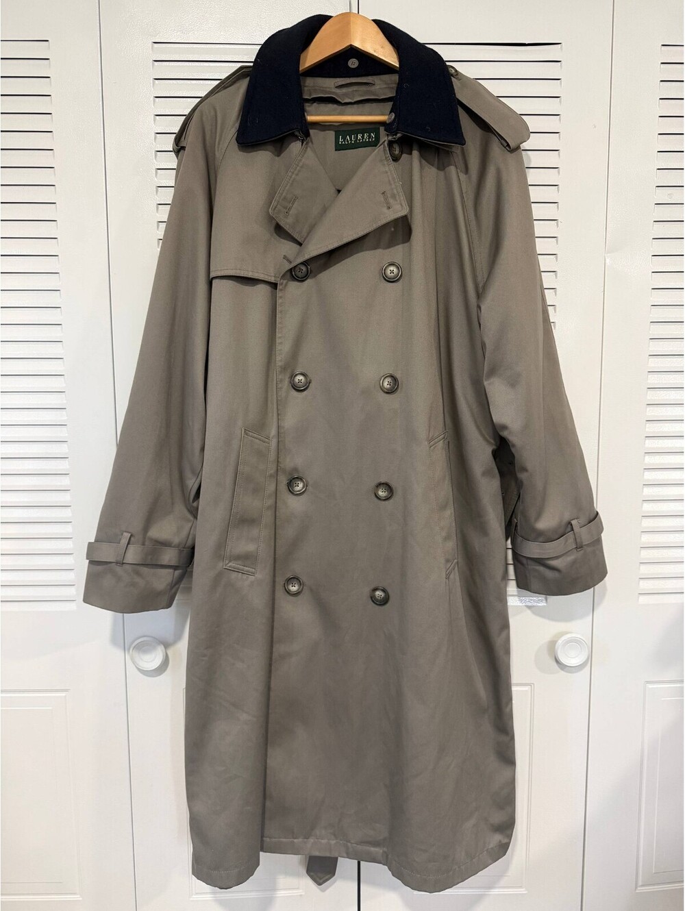 Lauren Ralph Lauren Men's Long Trench Coat Removable Liner Belted Gray